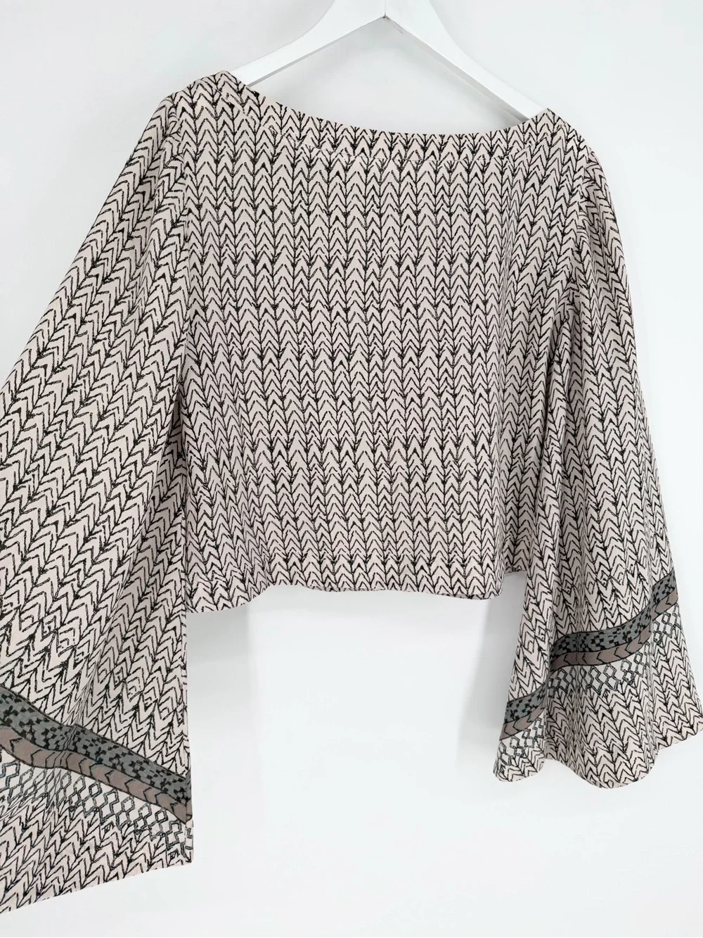 Free People Stars Aligned Bell Sleeve Crop Top